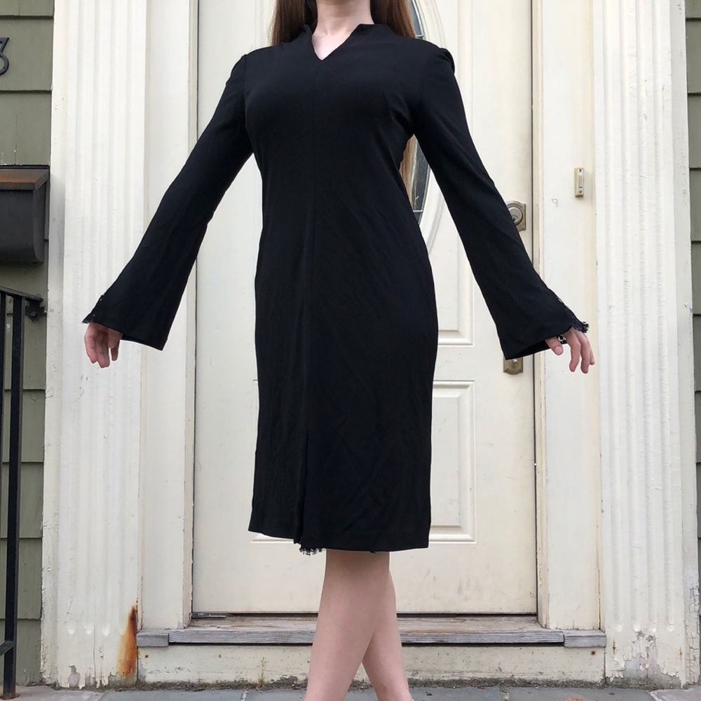 Kay Unger black long sleeve cocktail dress